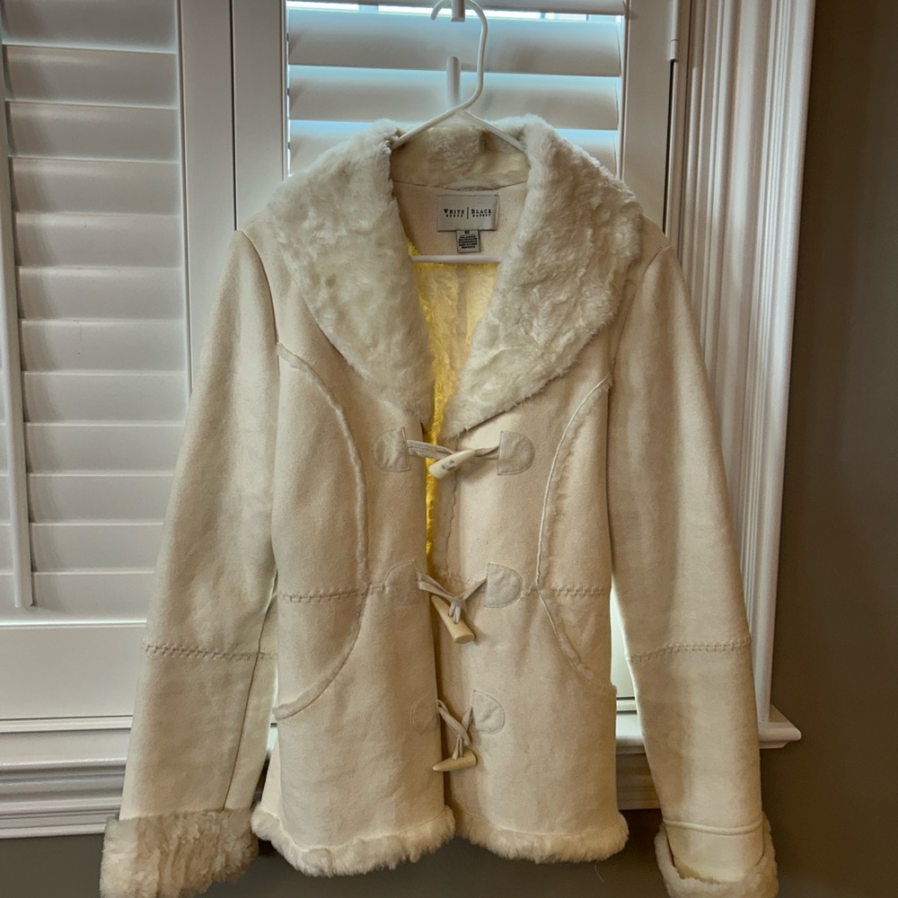 Super cute white faux fur coat
